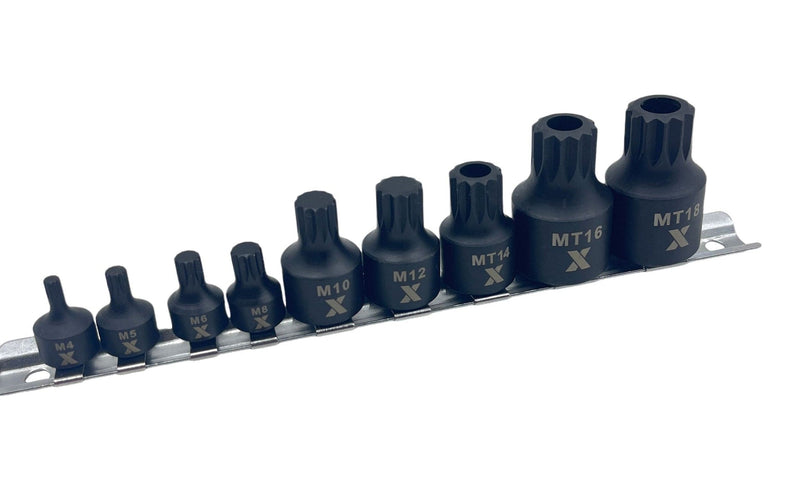 MAXIMUM 9 Piece Impact Stubby Bit Socket Rail Triple Square B6
