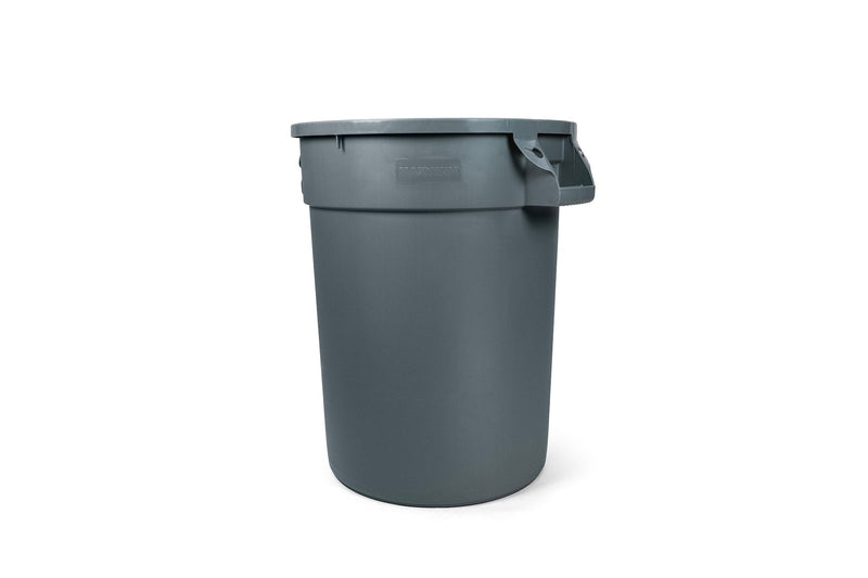 MAXIMUM Commercial Circular Outdoor Garbage Can with Lid, Grey L2