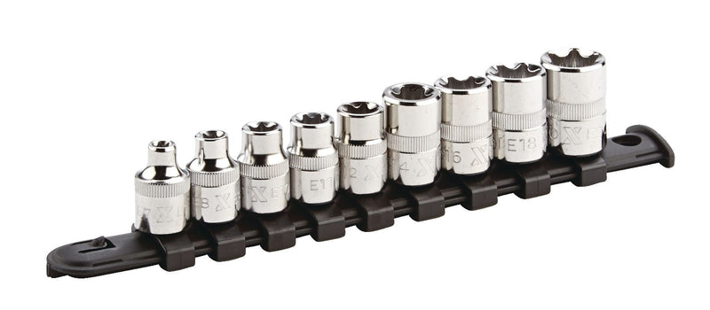 MAXIMUM E-Torx Bit Socket Set, Chrome-Plated, 9-pc X4
