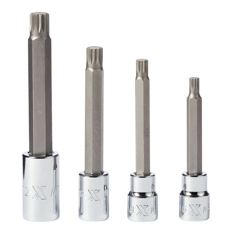 MAXIMUM Extra Long Shank Triple Square Bit Socket Set, 4-pc J2