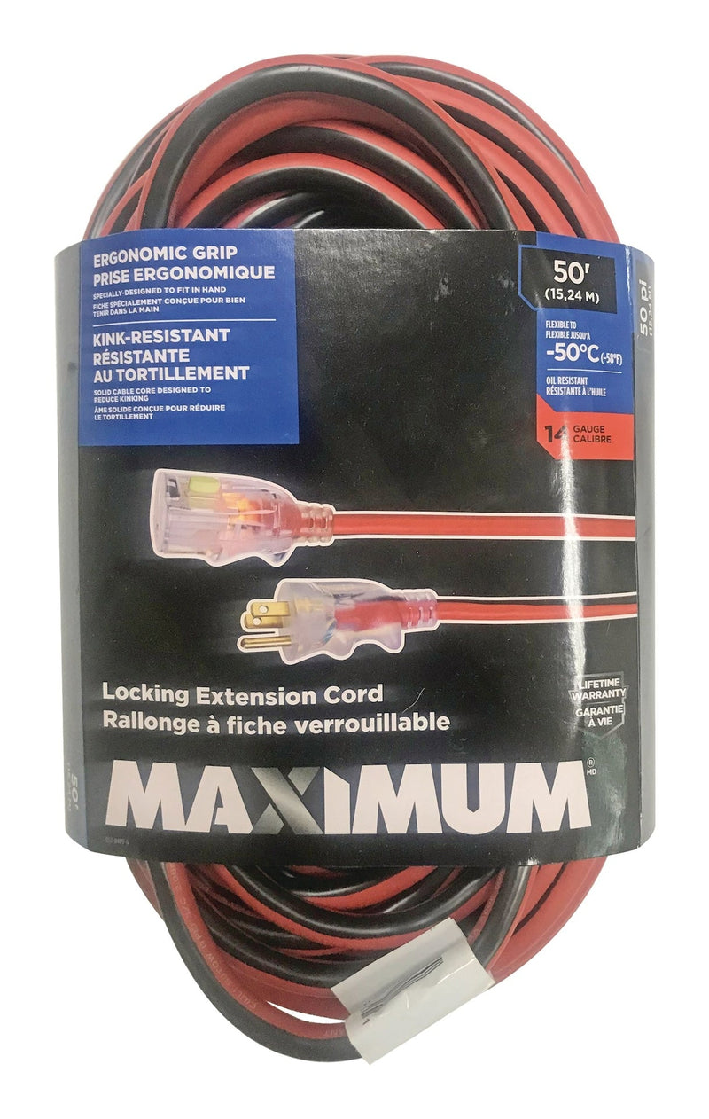 MAXIMUM Outdoor Extension Cord with Power Indicator Light, 50-ft C3