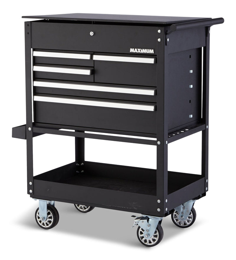 MAXIMUM Rolling Mechanics Tool Cart with 5 Drawers, Black, 30-in D4