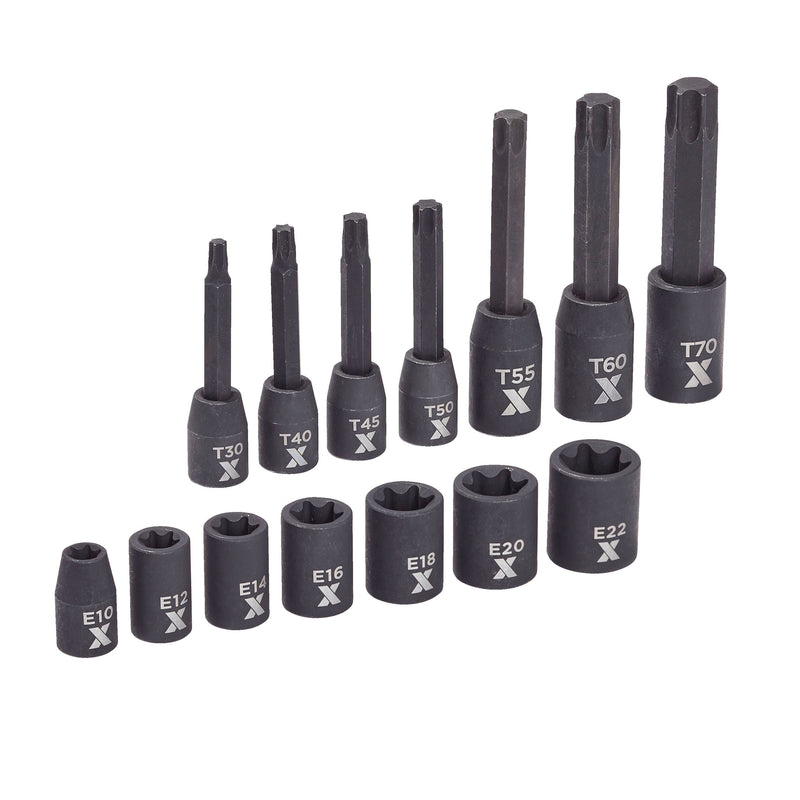 MAXIMUM Torx & E-Torx Impact Bit Socket Set, 14-pc, SAE/Metric K3