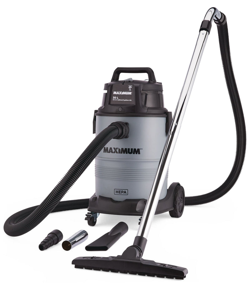 MAXIMUM VK811PH HEPA Certified Wet/Dry Shop Vacuum with Hose and Accessories, 30-L N0