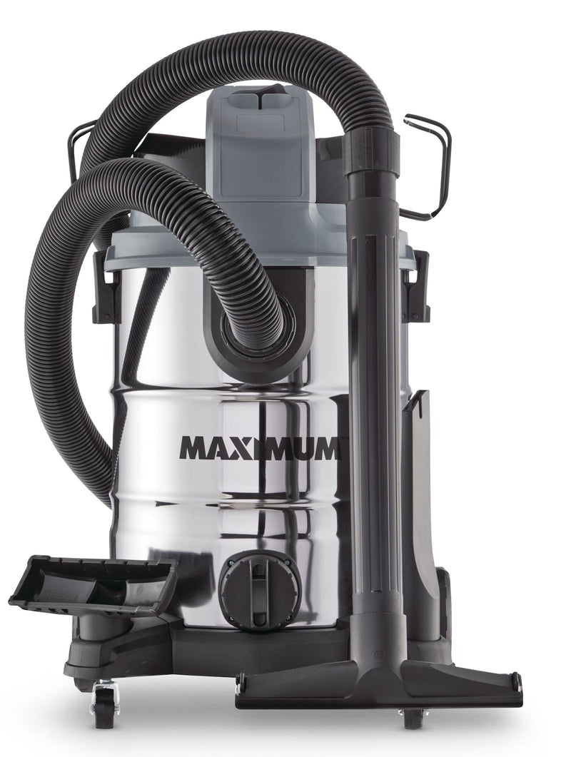 MAXIMUM VKD811SW 5.5 Peak HP Stainless Steel Wet/Dry Shop Vacuum with Hose and Accessories, 30-L G9