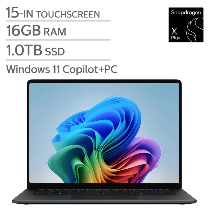 Microsoft Surface 15.0-in. Copilot+ PC Touchscreen Laptop, Qualcomm Snapdragon X2 Plus - 16GB RAM, 1 TB SSD - Black W5