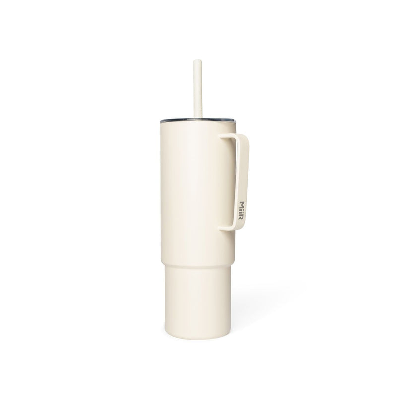 MiiR Stainless Steel Insulated All Day Straw Cup with Handle, Sandstone White, 32-oz M3