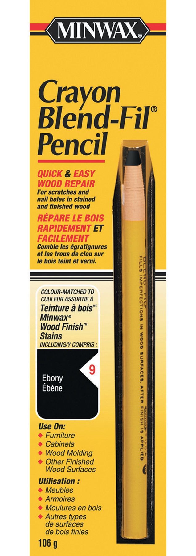 Minwax Crayon Blend-Fil Wood Pencil, Ebony F2