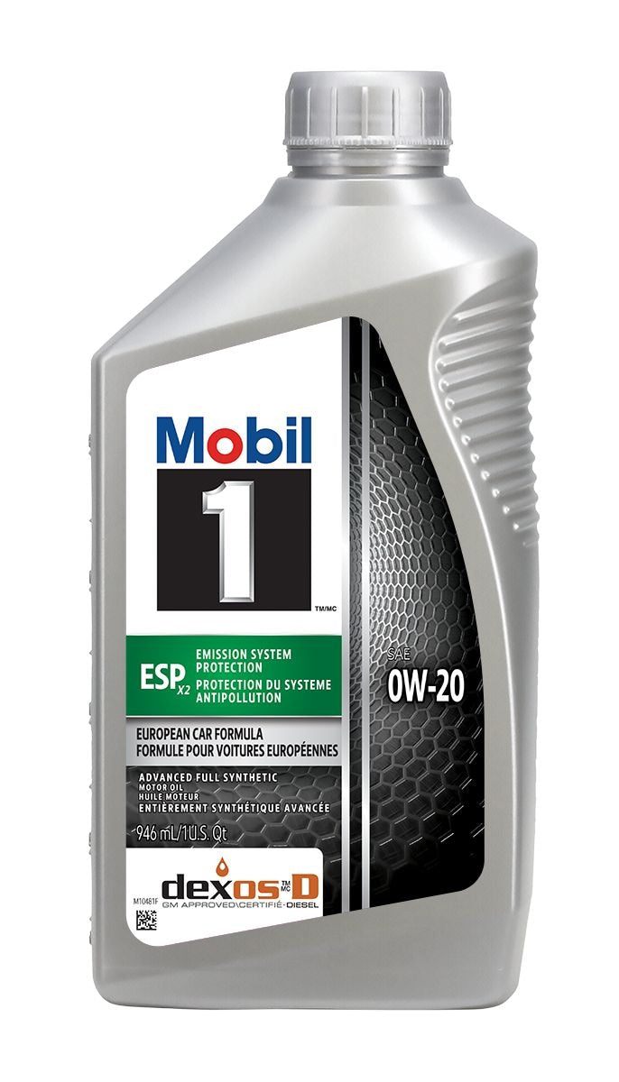 Mobil 1 ESP Emission System Protection X2 Advanced Fuel Economy 0W20 Synthetic Engine/Motor Oil, 946-mL A7