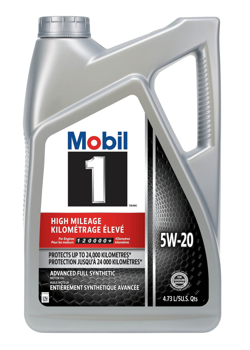 Mobil 1 High Mileage 5W20 Synthetic Engine/Motor Oil, 4.73-L O2
