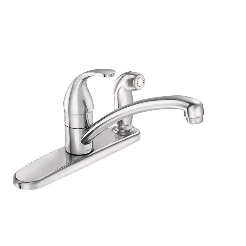 Moen Adler Single Handle Kitchen Faucet with Spray, Chrome W1