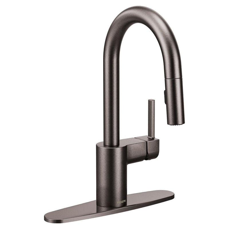 Moen Align Single Handle High Arc Pull Down Spot-Resist Sprayer Kitchen Faucet with Power Clean, Black Stainless Steel L7