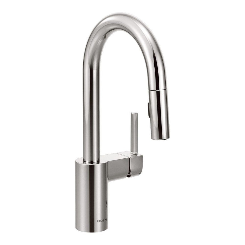 Moen Align Single Handle High Arc Pull Down Sprayer Kitchen Faucet with Power Clean, Chrome J7