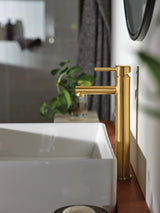 Moen Align Single Handle High Arc Vessel Single Hole Bathroom Sink Faucet, WaterSense Certified, Brushed Gold