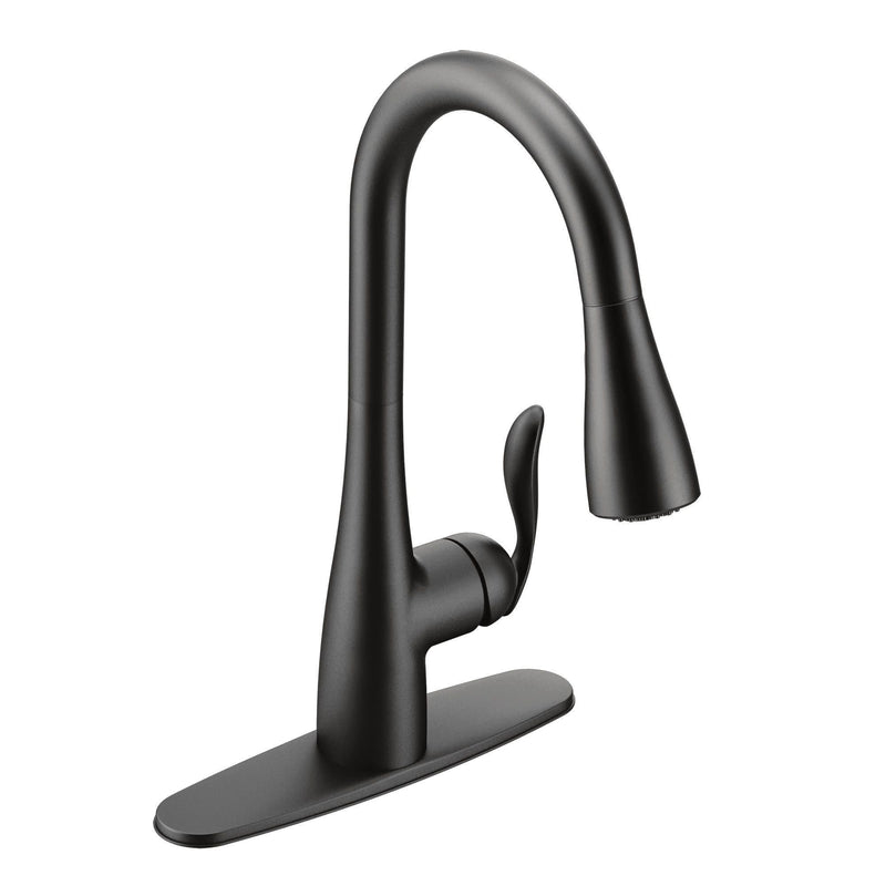 Moen Arbor Single Handle Modern Pull Down Kitchen Faucet with Reflex & Power Clean, Matte Black K5