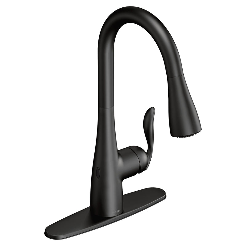Moen Arbor Single Handle Touchless Pull Down Sprayer Kitchen Faucet with MotionSense & Power Clean, Matte Black S9