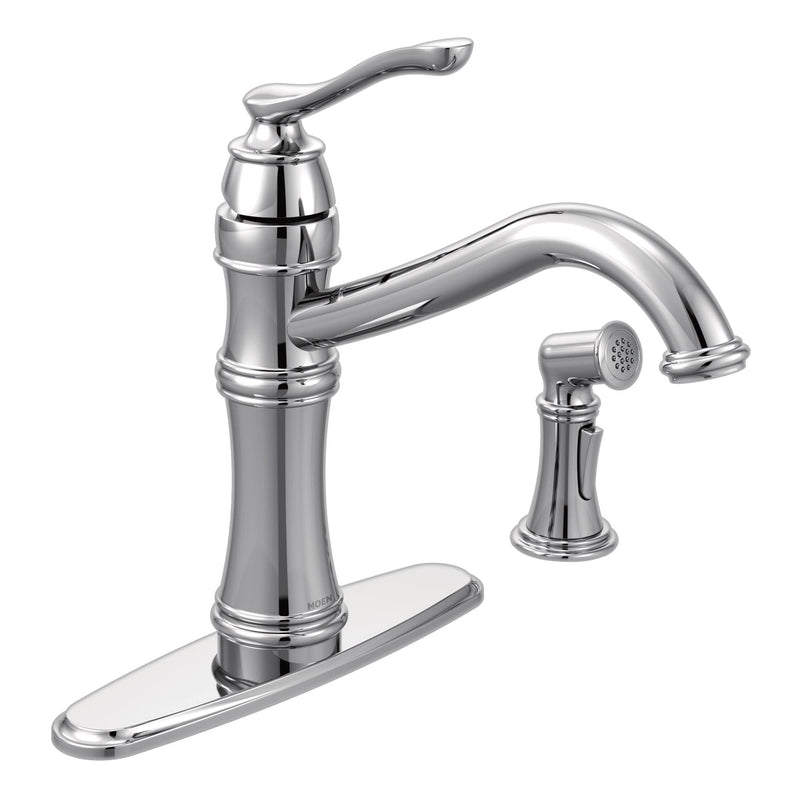 Moen Belfield Single Handle High Arc Kitchen Faucet with Side Sprayer, Chrome Y8