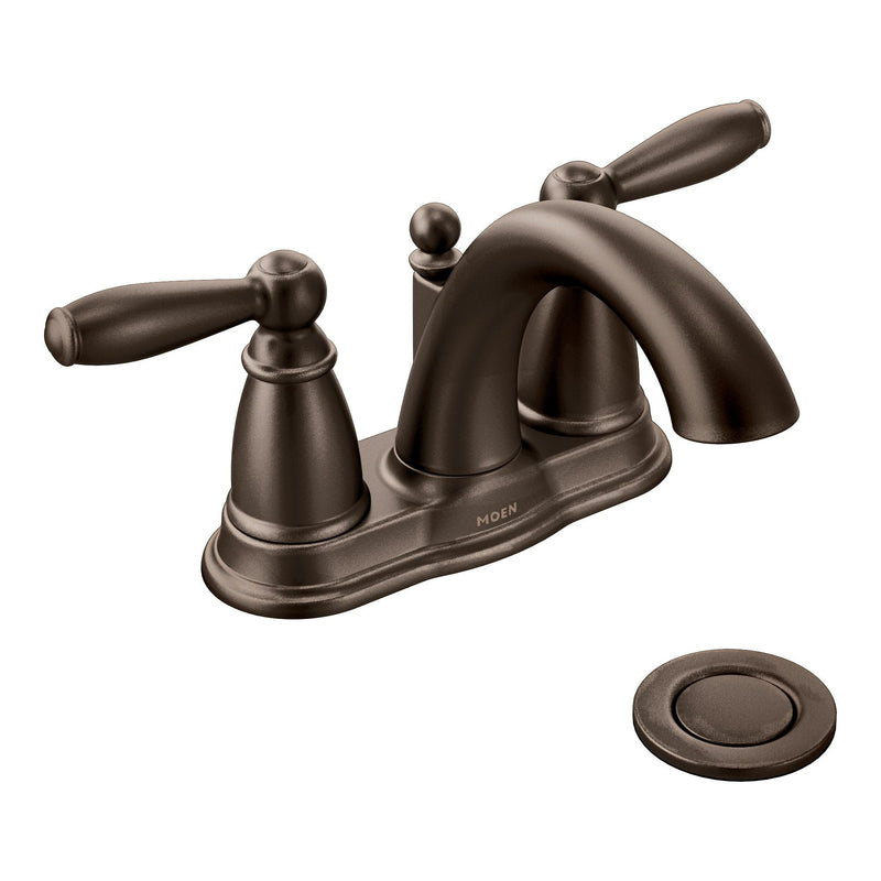 Moen Brantford Double Handle Low Arc 4-in Centerset Bathroom Sink Faucet, WaterSense Certified, Oil Rubbed Bronze N0