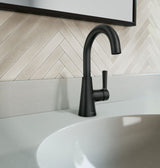 Moen Mikah Single Handle Bathroom Faucet, Matte Black