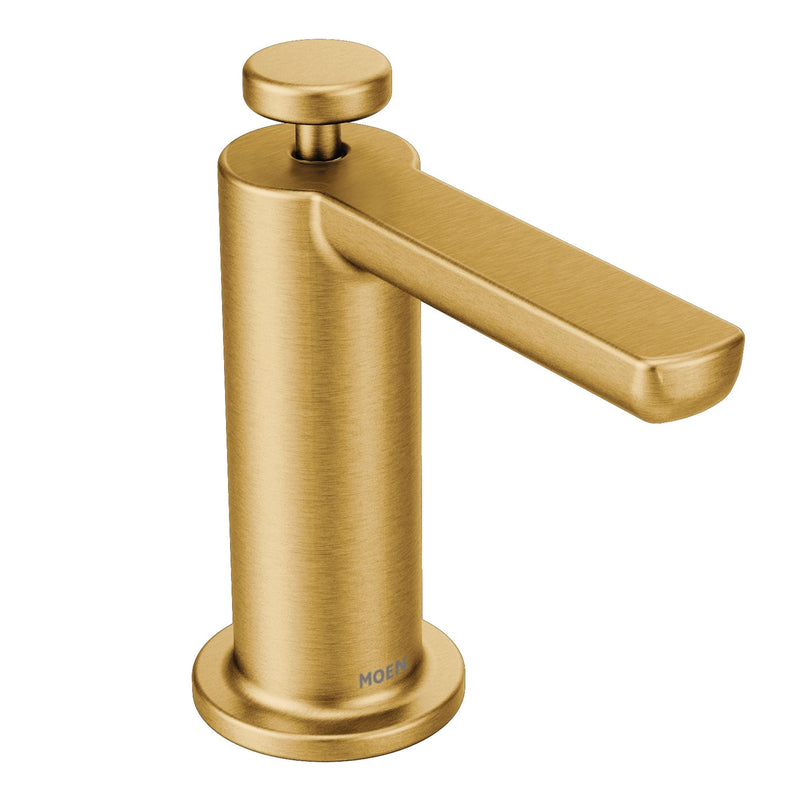 Moen Premium Deck Mounted Kitchen Soap Dispenser with Refillable Bottle, Brushed Gold I4