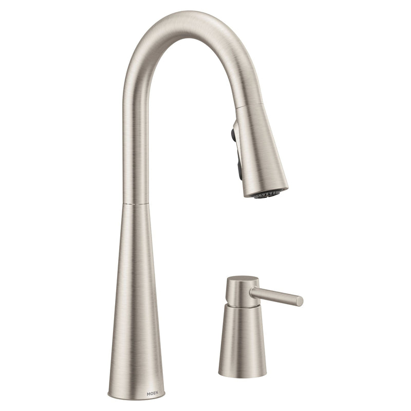Moen Single Handle High Arc Kitchen Faucet with In-Deck Handle, Stainless Steel A5