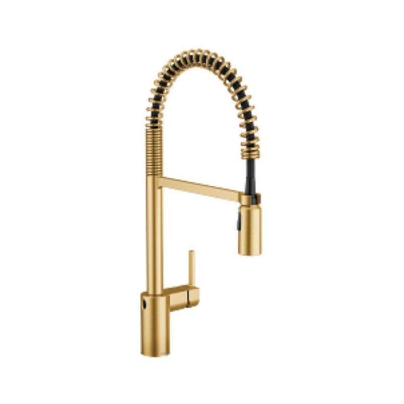 Moen Single Handle Pull Down Kitchen Faucet with MotionSense Wave & Power Clean, Brushed Gold M8