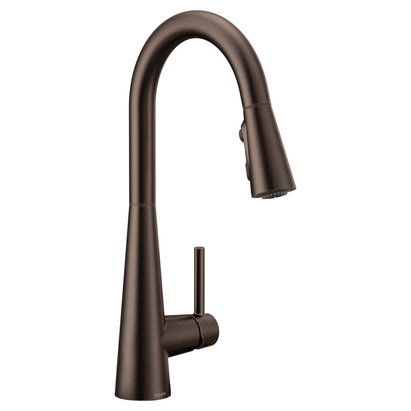 Moen Sleek Single Handle High Arc Pull Down Kitchen Faucet, Oil Rubbed Bronze S0