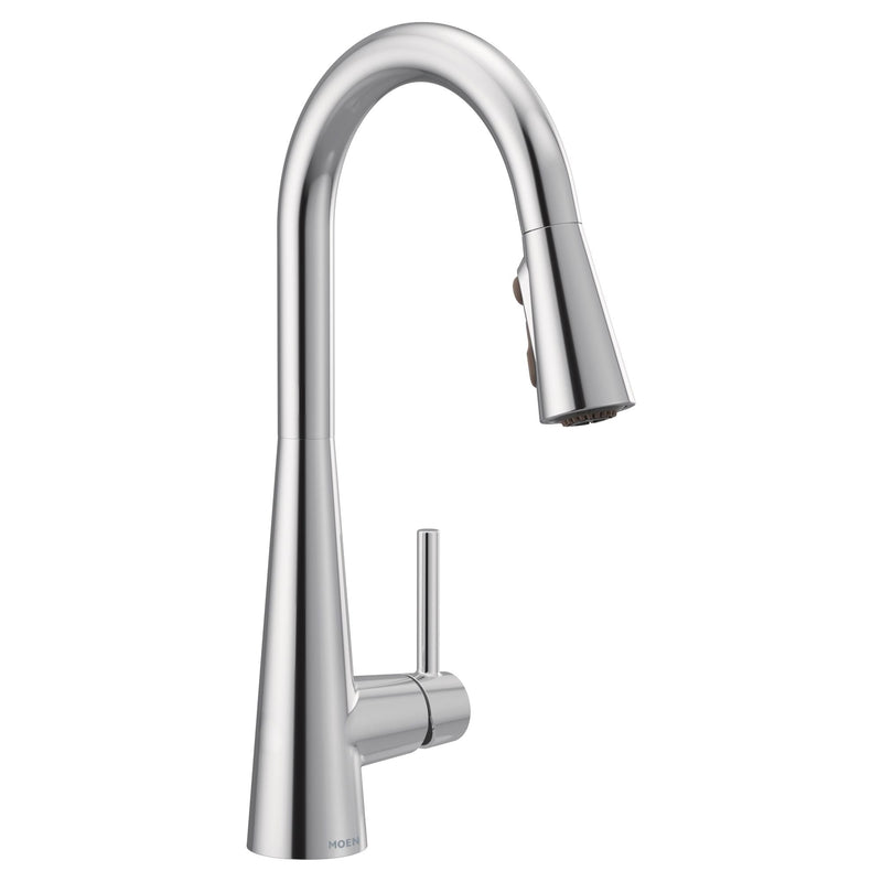 Moen Sleek Single Handle High Arc Pull Down Sprayer Kitchen Faucet with Power Boost, Chrome J5