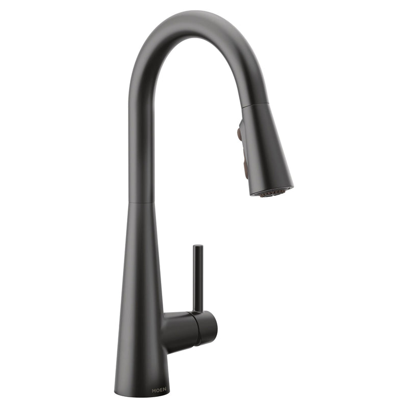 Moen Sleek Single Handle High Arc Pull Down Sprayer Kitchen Faucet with Power Boost, Matte Black S3
