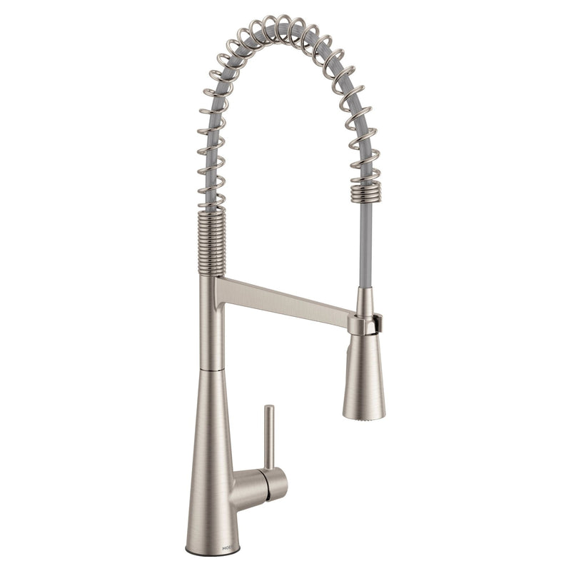 Moen Sleek Single Handle Pre-Rinse Spring Pull Down Spot-Resist Kitchen Faucet, Stainless Steel R0