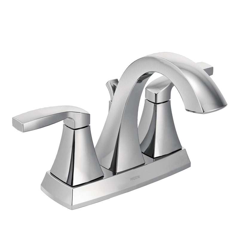 Moen Voss Double Handle High Arc 4-in Centerset Bathroom Sink Faucet, Chrome K5