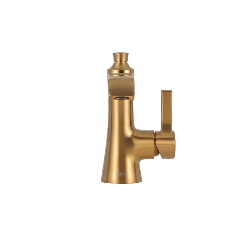 Moen Voss Single Handle High Arc Bathroom Sink Faucet, Brushed Gold O7