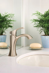 Moen Voss Single Handle High Arc Single Hole Bathroom Sink Faucet, Brushed Nickel