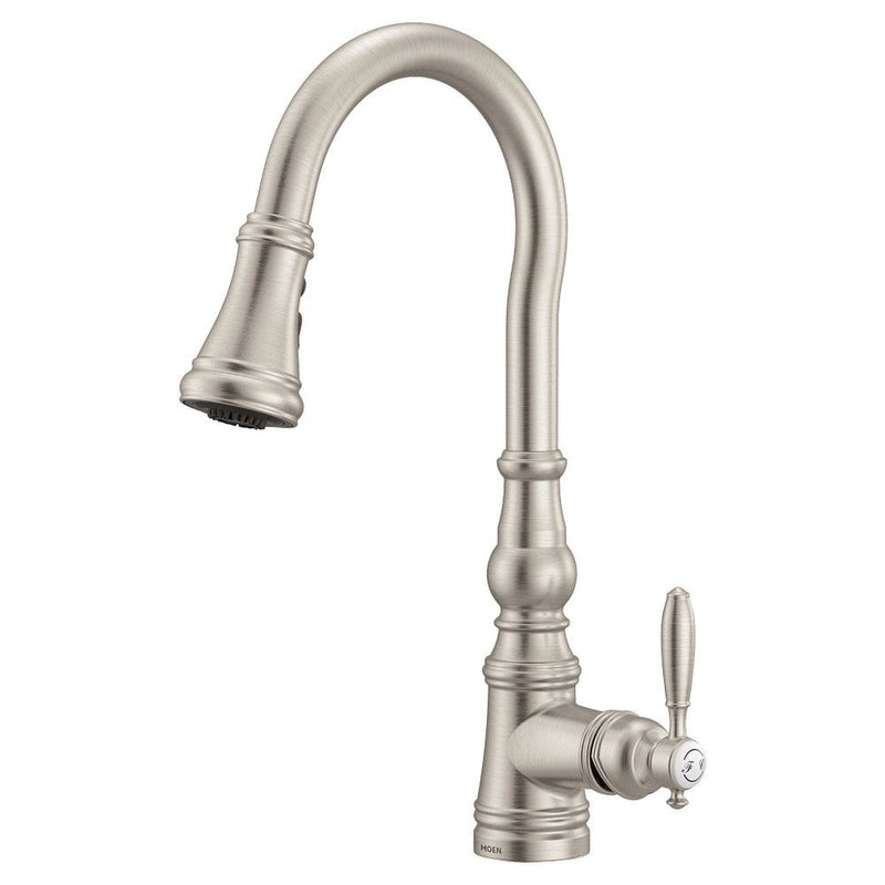 Moen Weymouth Single Handle High Arc Pull Down Spot-Resist Sprayer Kitchen Faucet with Power Boost, Stainless Steel T8