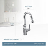Moen Weymouth Single Handle High Arc Pull Down Sprayer Kitchen Faucet with Power Clean, Polished Nickel