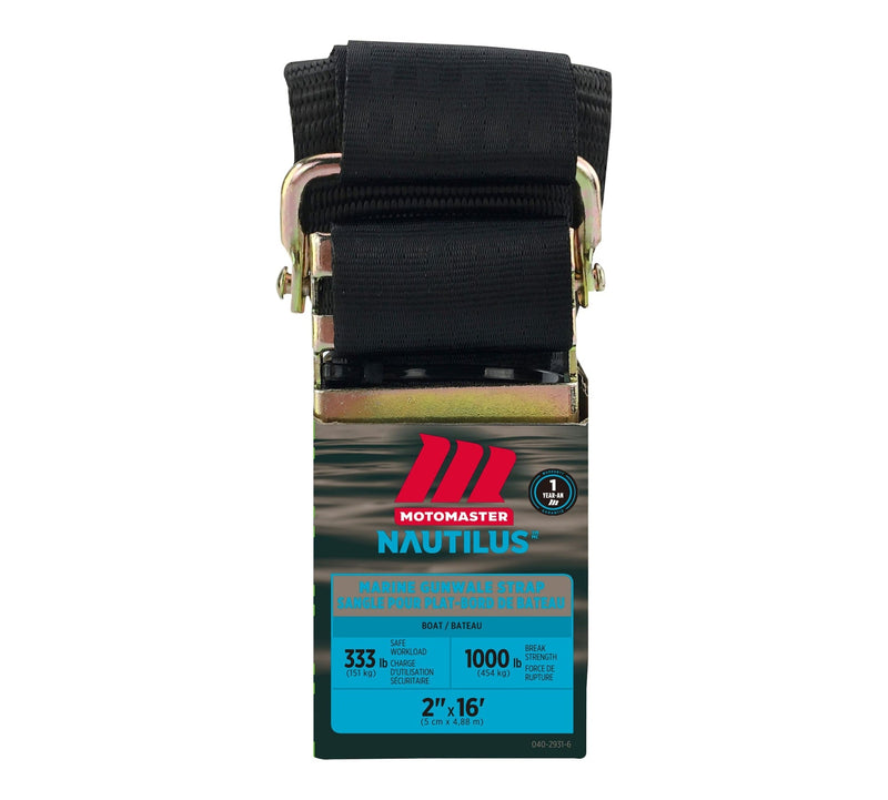 MotoMaster 1,000-lb Marine Gunwale Strap, Fully Adjustable, 2-in x 16-ft X6