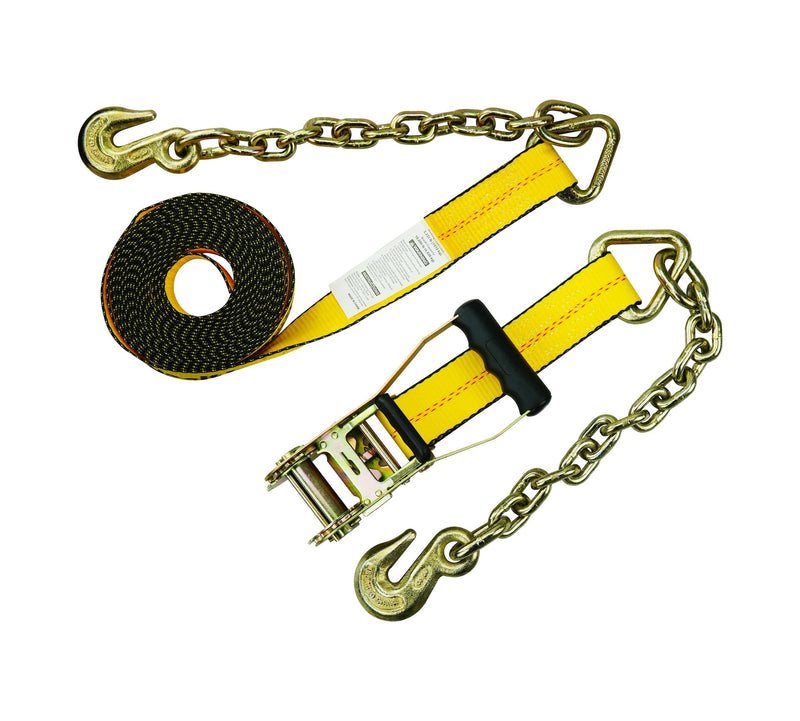 MotoMaster 10,000-lb Commercial Ratchet Tie Down Strap, with 18-in Chain, 2-in x 27-ft A7
