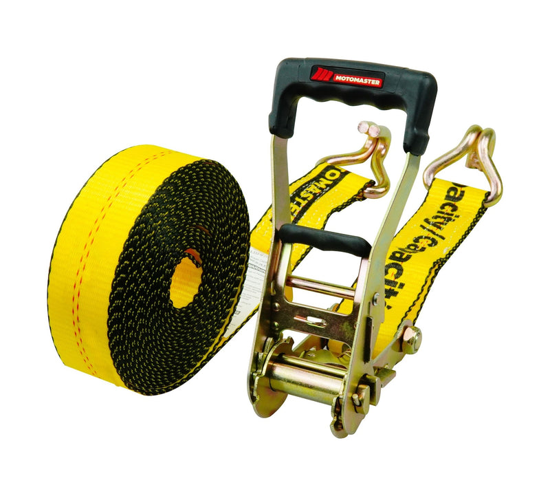 MotoMaster 10,000-lb Ratchet Tie Down Strap, Abrasion Resistant, 2-in x 27-ft M9
