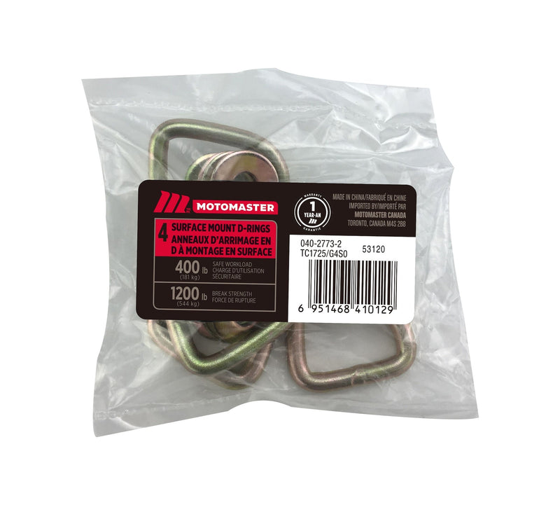 MotoMaster 1,200-lb Light Duty D-Ring, Surface Mountable, 4-pk M1