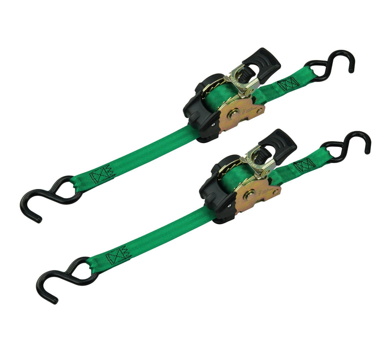 MotoMaster 1,200-lb Retractable Ratchet Tie Down Straps, 1-in x 10-ft (2.54 cm x 3 m), 2-pk R4