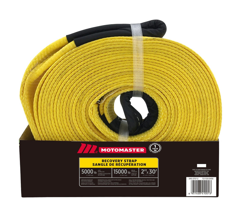 MotoMaster 15,000-lb Recovery Strap with Loop Ends, Commercial Grade, 2-in x 30-ft H9