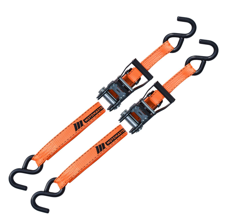 MotoMaster 3,000-lb Heavy Duty Ratchet Tie Down Strap, Non-Padded, 1-in x 10-ft, 2-pk A2