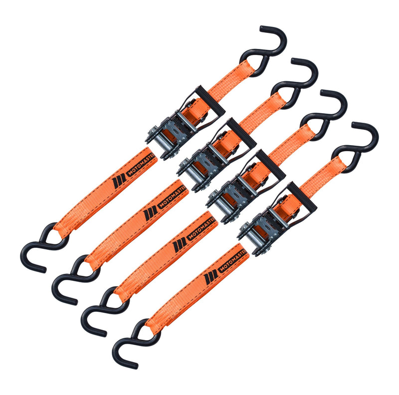MotoMaster 3,000-lb Heavy Duty Ratchet Tie Down Strap, Non-Padded, 1-in x 10-ft, 4-pk S6