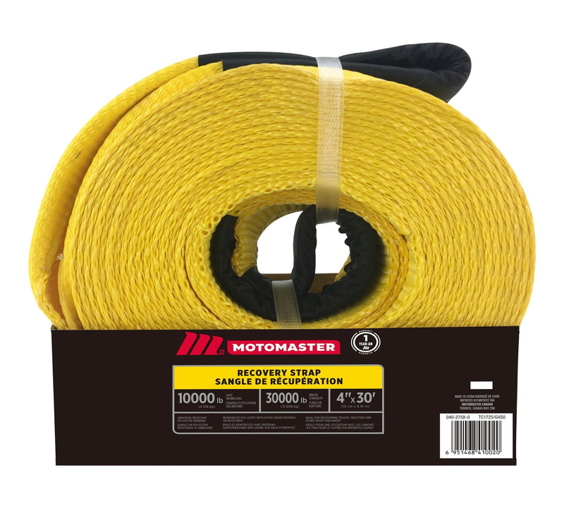 MotoMaster 30,000-lb Recovery Strap with Loop Ends, Commercial Grade, 4-in x 30-ft X0