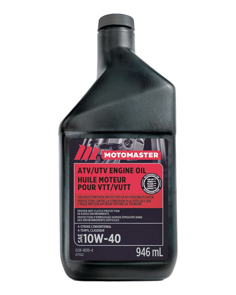 MotoMaster 4-Stroke Premium ATV/UTV Engine Oil 10W40, 946-mL V0