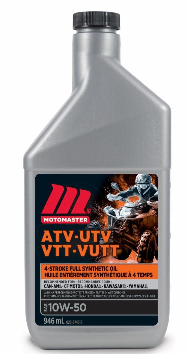 MotoMaster 4-Stroke Synthetic ATV/UTV Engine Oil 10W50, 946-mL U4