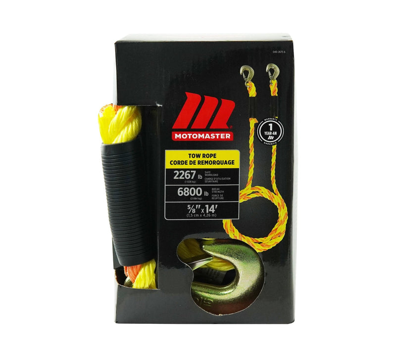 MotoMaster 6,800-lb Tow Rope, with Rust-Resistant Hooks, 5/8-in x 14-ft S7