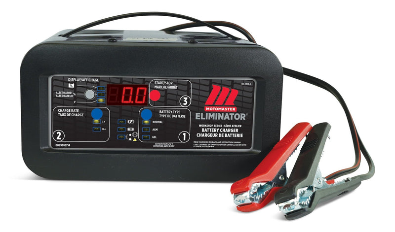 MotoMaster Eliminator Workshop Series Smart Battery Charger, Fully Automatic, 15/3-Amp, 6V/12V, D3