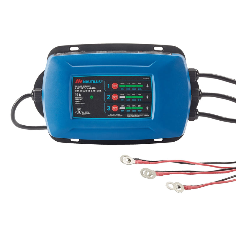MotoMaster Nautilus 3-Bank Onboard Smart Battery Charger/Maintainer, Fully Automatic, 15-Amp, 12V A4