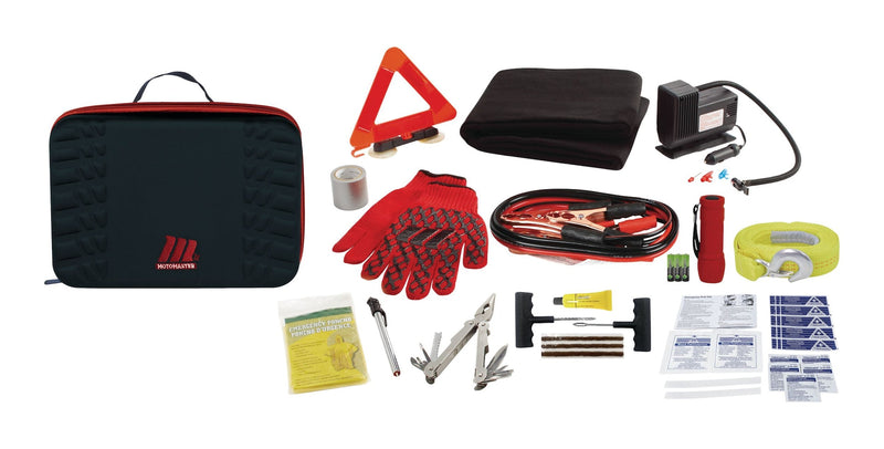 MotoMaster Premium Auto Safety Kit with Booster Cables, Air Compressor and Tow Strap N1